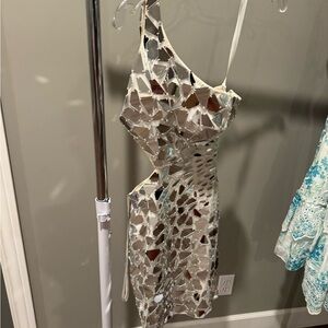 Primavera Couture Blue One Shoulder Bodycon Dress